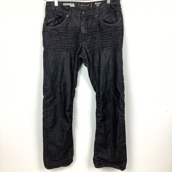 Express Jeans Express Rocco Mens Black Wash Slim Fit Low Rise